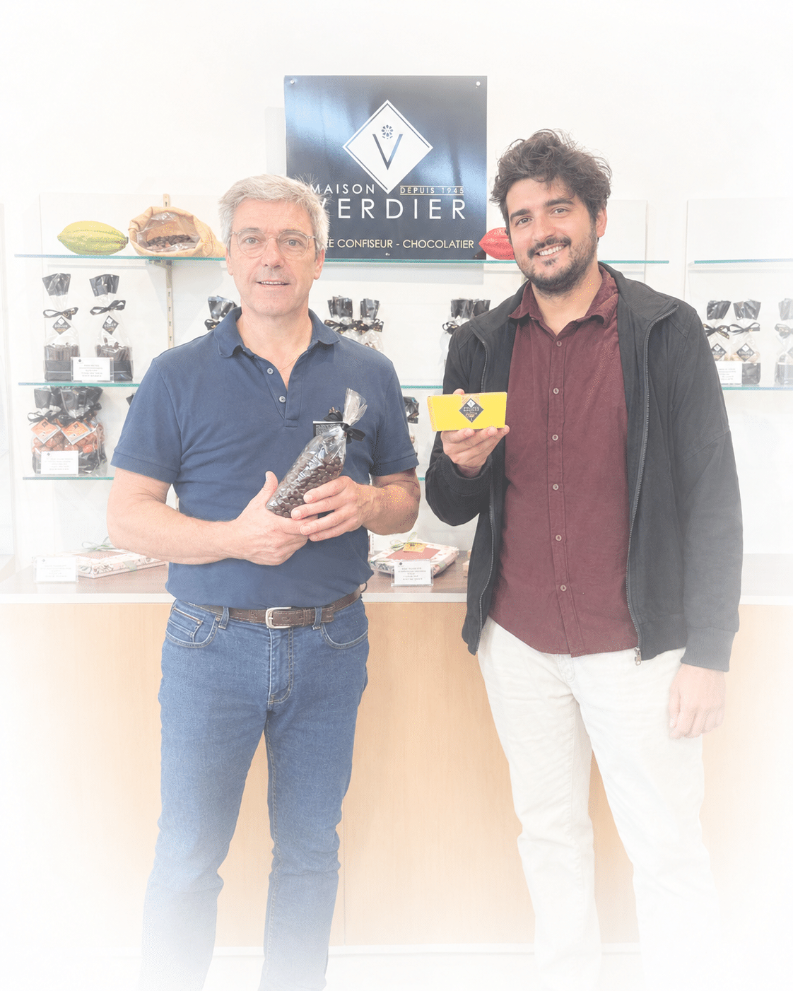 Patrick Rangeard et Ashvin Verdier dans la boutique Maison Verdier